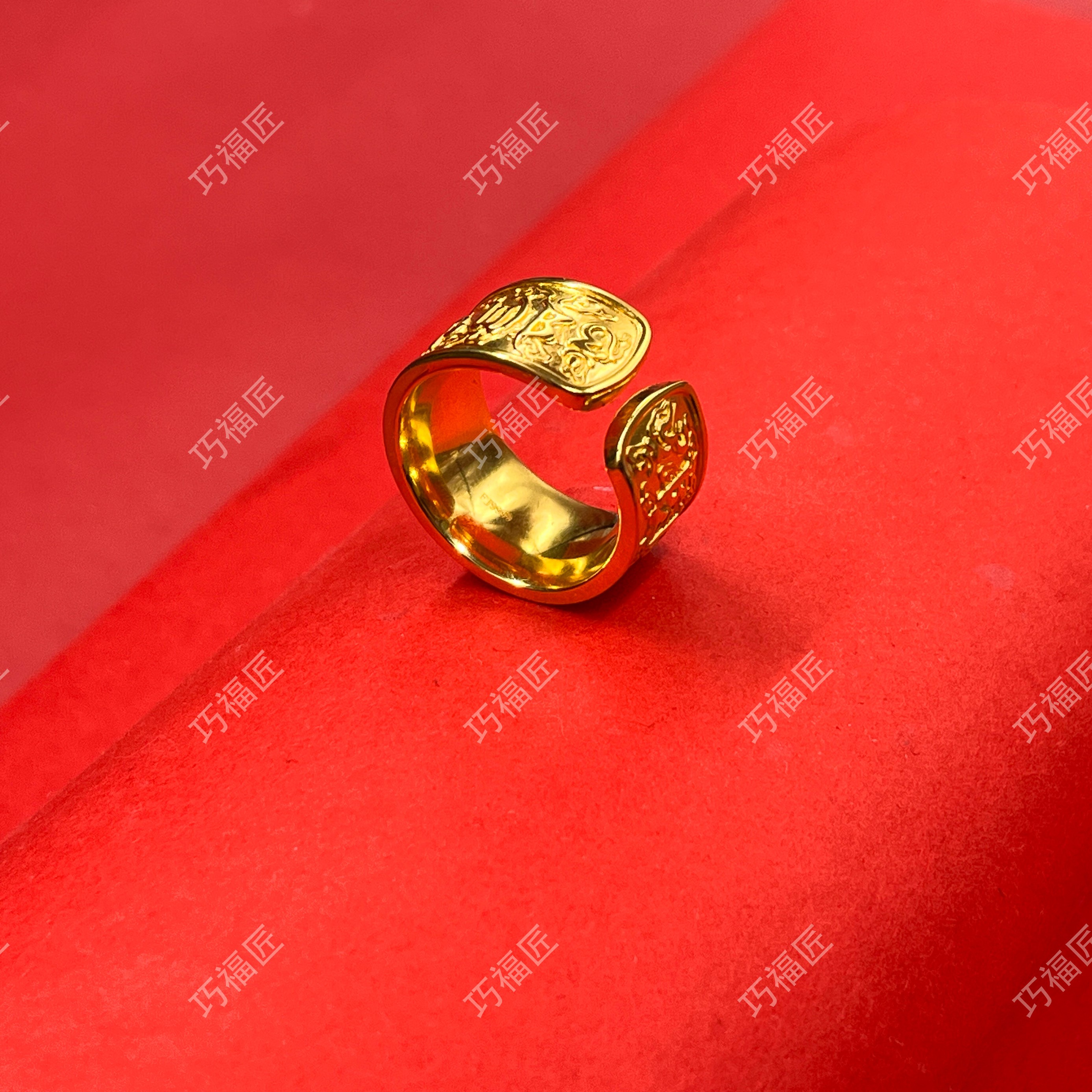 足银戒指 六字真言戒指（开口） 时尚 精美百搭简约不掉色气质轻奢