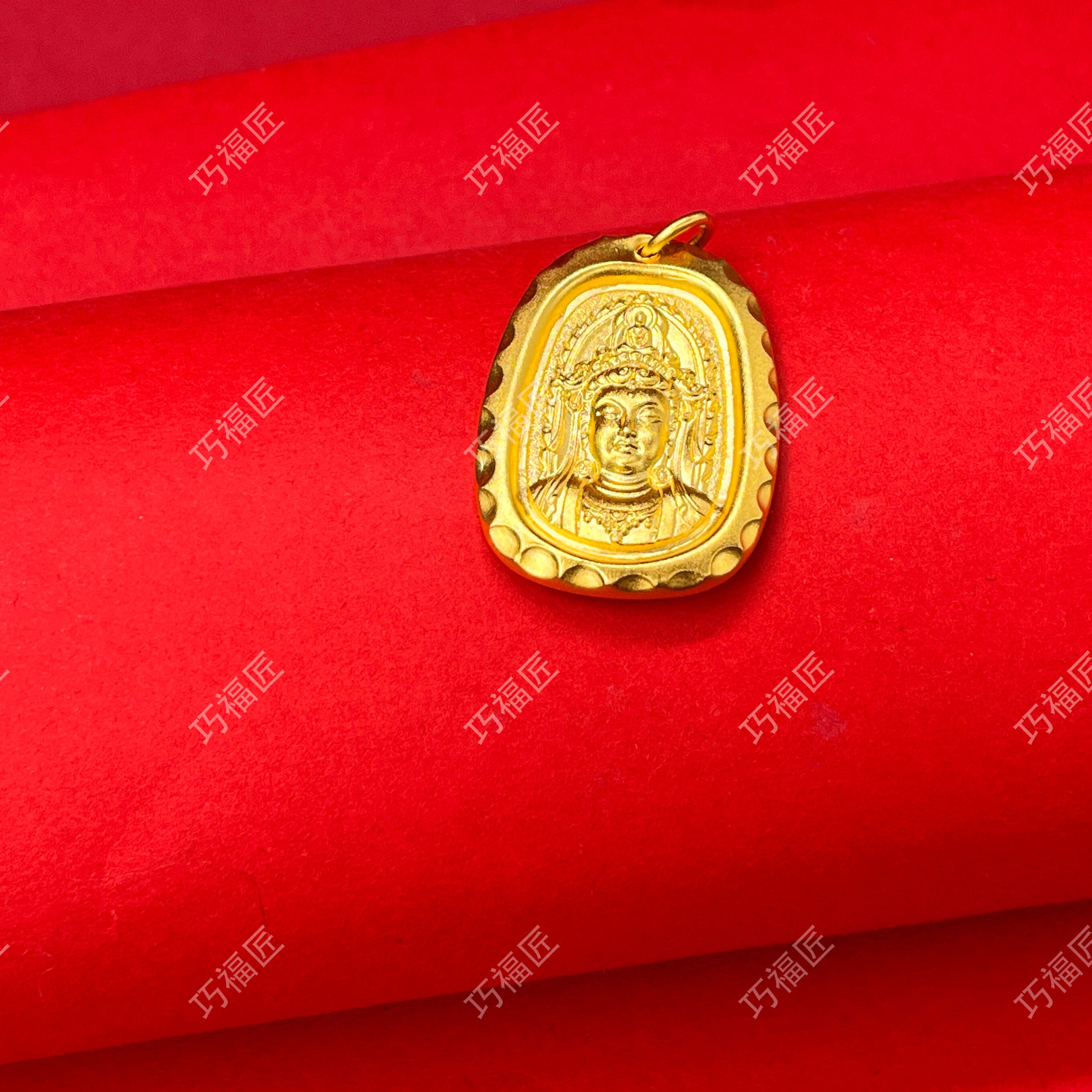 吊坠足银 月牙观音吊坠工艺古风雕刻百搭精美双面