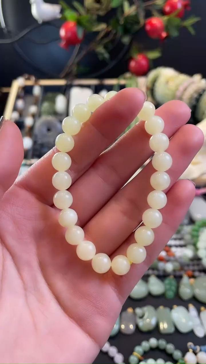 【闪购商品】和田玉手串未镶嵌和田玉黄口圆珠手串（多样性发货）