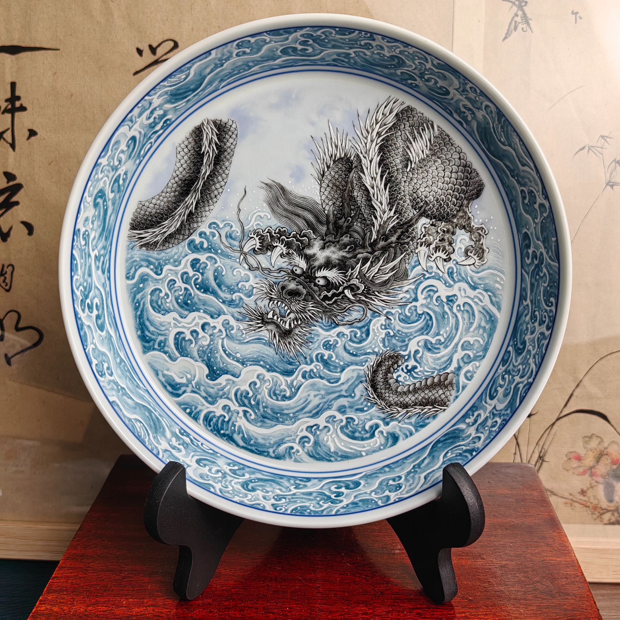 景德镇青花陶瓷龙纹复古茶具茶器中式家用高端壶承高档精品茶具