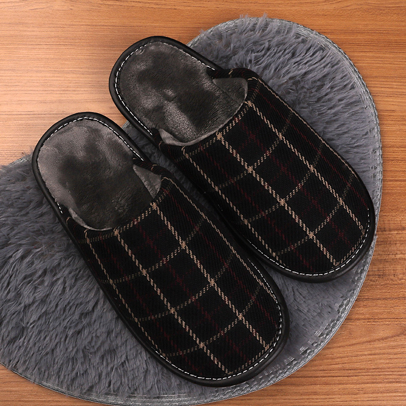 秋冬季家用布艺棉拖鞋男女居家室内防滑木地板家居软底保暖布拖鞋