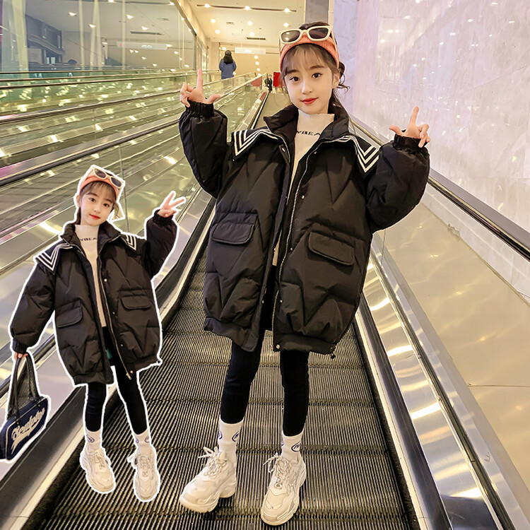 格格反季清仓2023新款女童棉服小学生棉袄女宽松中大童冬季外套小