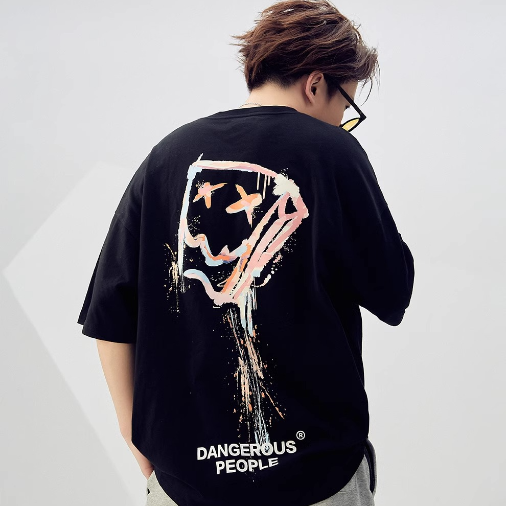 Dangerous people薛之谦dsp泼墨纸袋人短袖T恤男宽松潮流半袖体恤