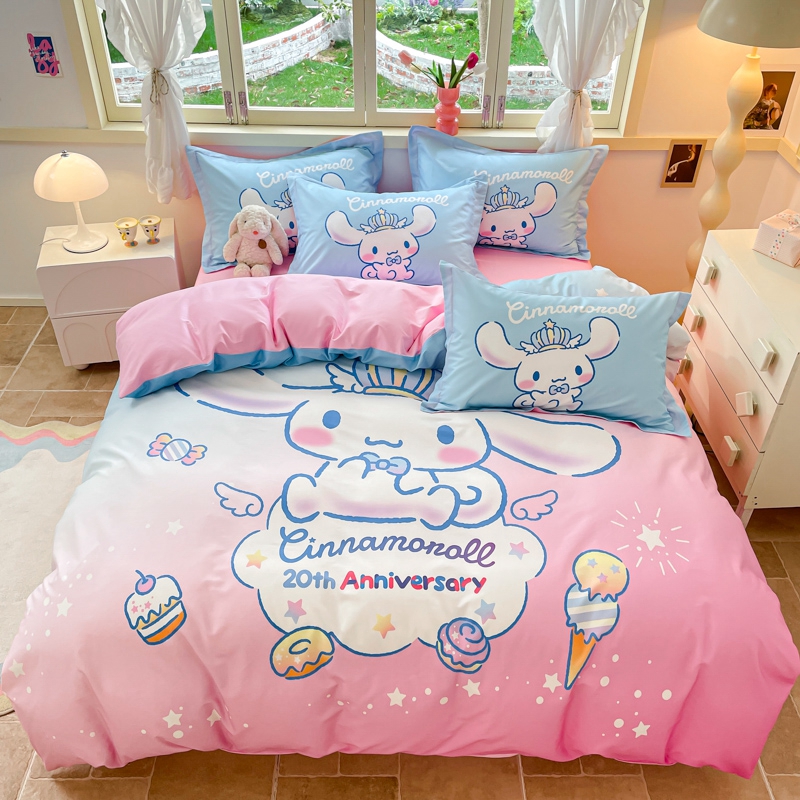 女孩库洛米纯棉四件套儿童单人被套床单可爱被罩全棉床上用三件套