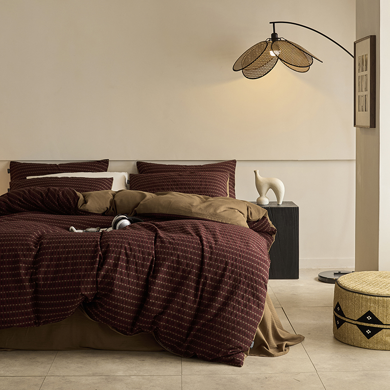 【超级红】星途-红 四季通用全棉色织提花四件套轻奢高级感