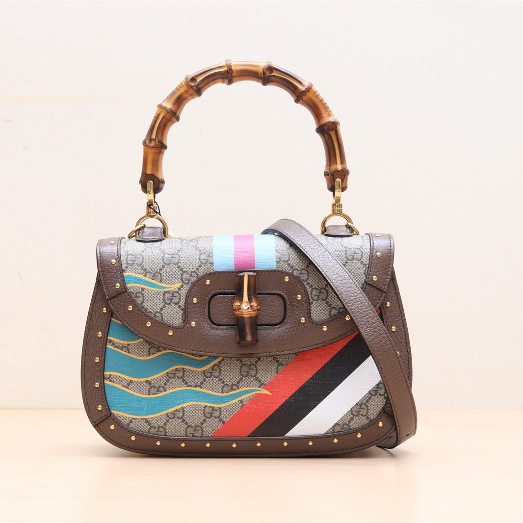 99新 GUCCI/古驰 竹节手柄 Tote小号 1947 手提包中号P214139635