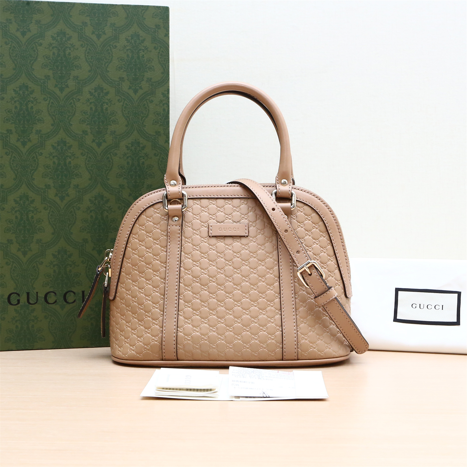95新 GUCCI/古驰 Ssima GG压纹 贝壳包 小号 P224299651