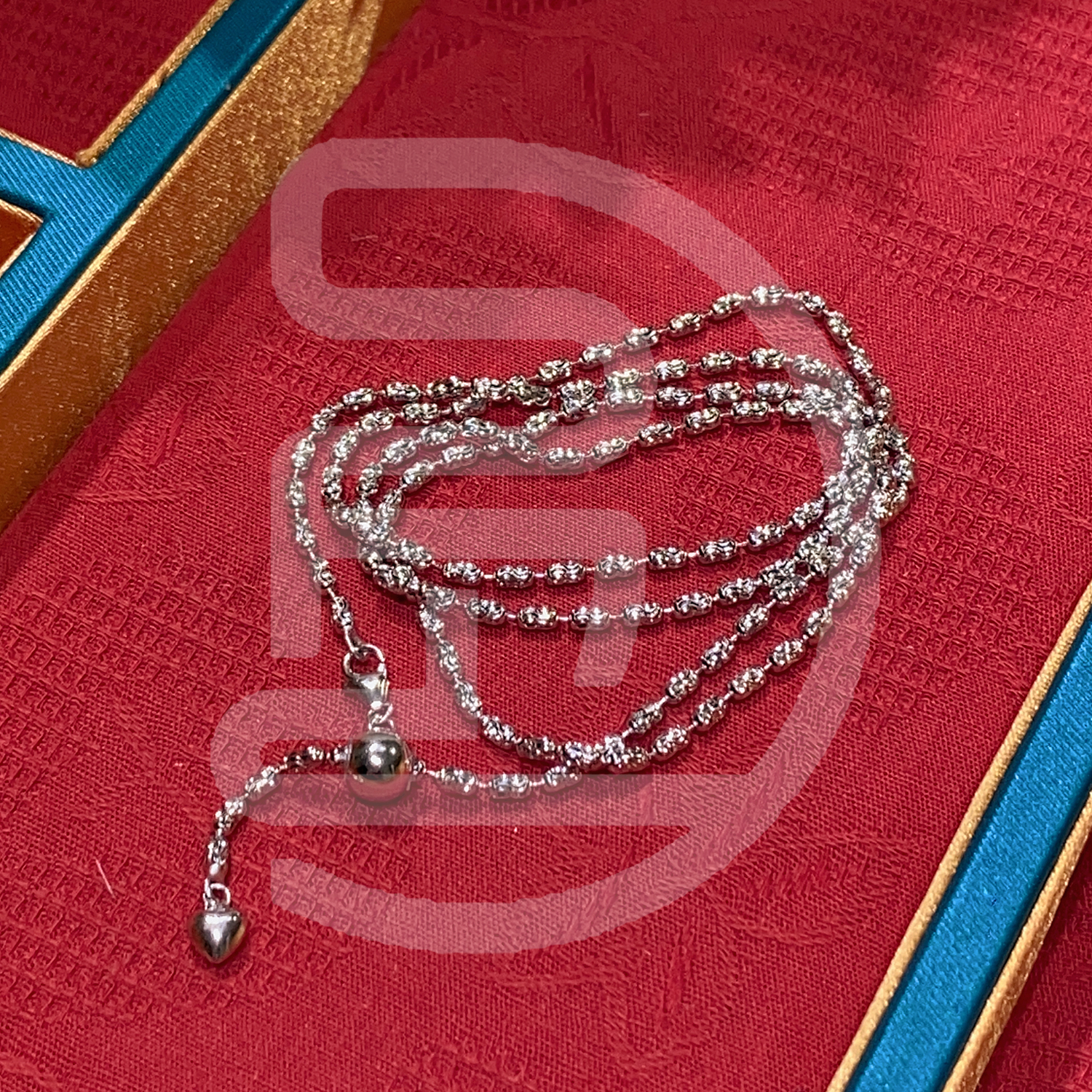 925银银制品 意大利工艺橄榄珠链全调节项链白金色裸链条银色60长