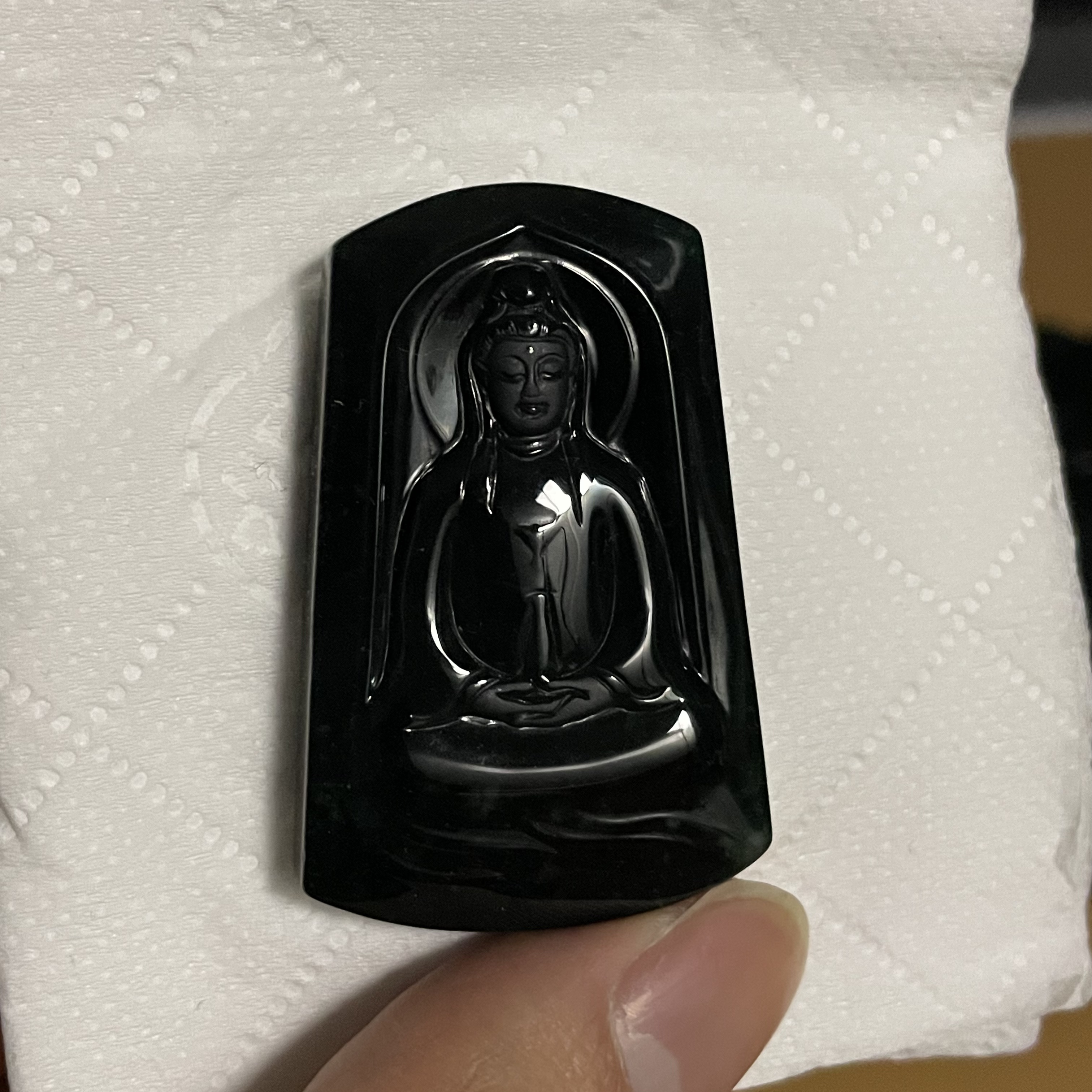 天然翡翠a货墨翠素衣观音