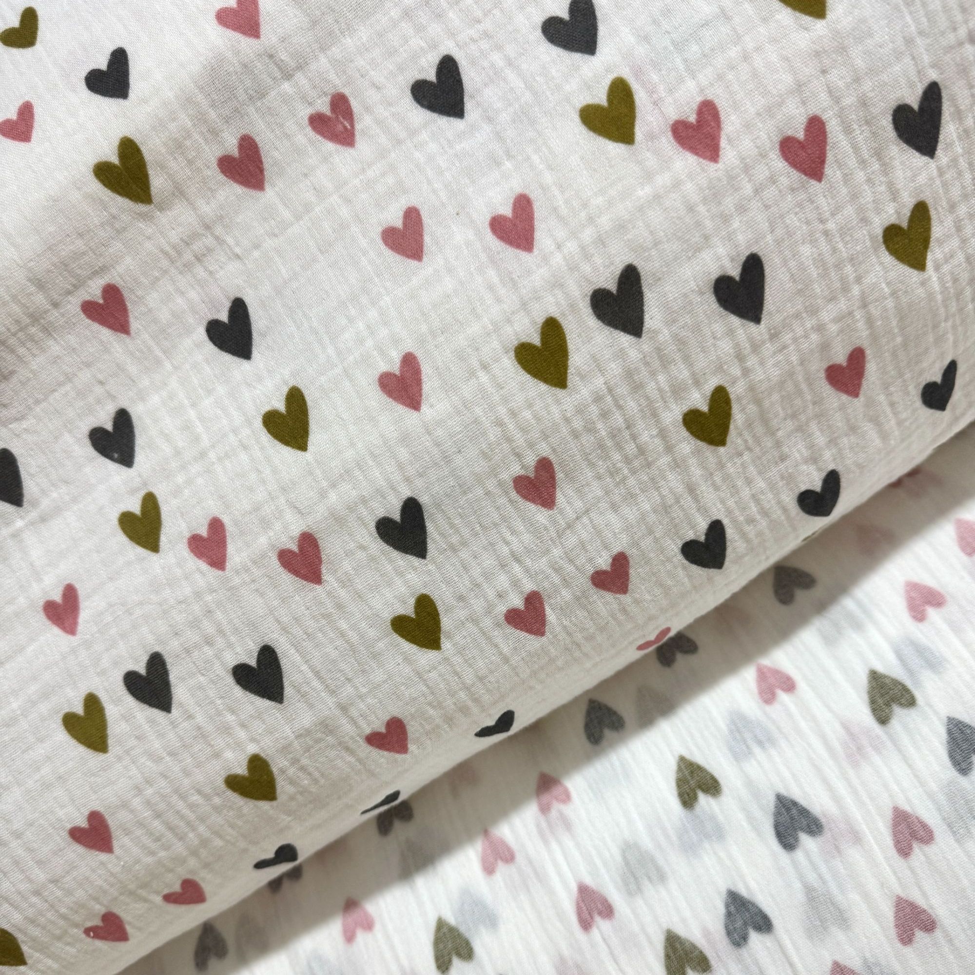 正品A类纯棉双层皱皱纱布头DIY定制裁剪/彩色爱心1.58幅宽