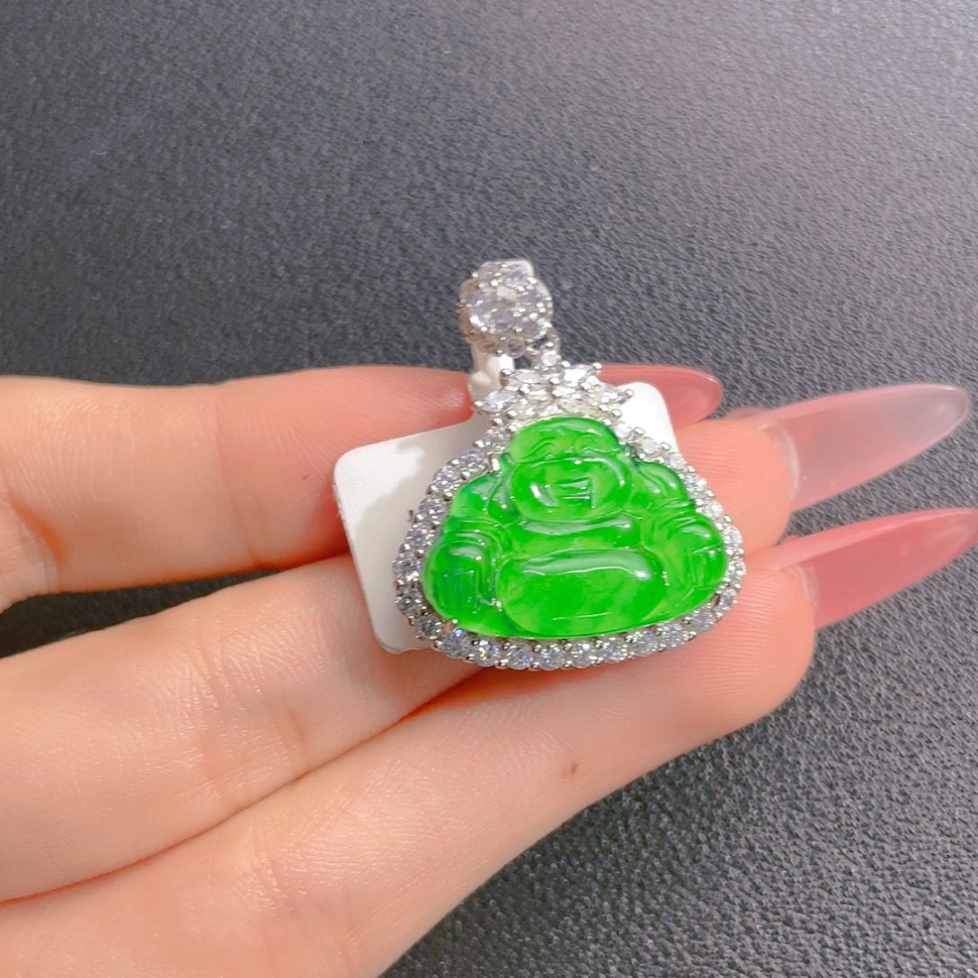 翡翠吊坠(不含链)银S925镶嵌