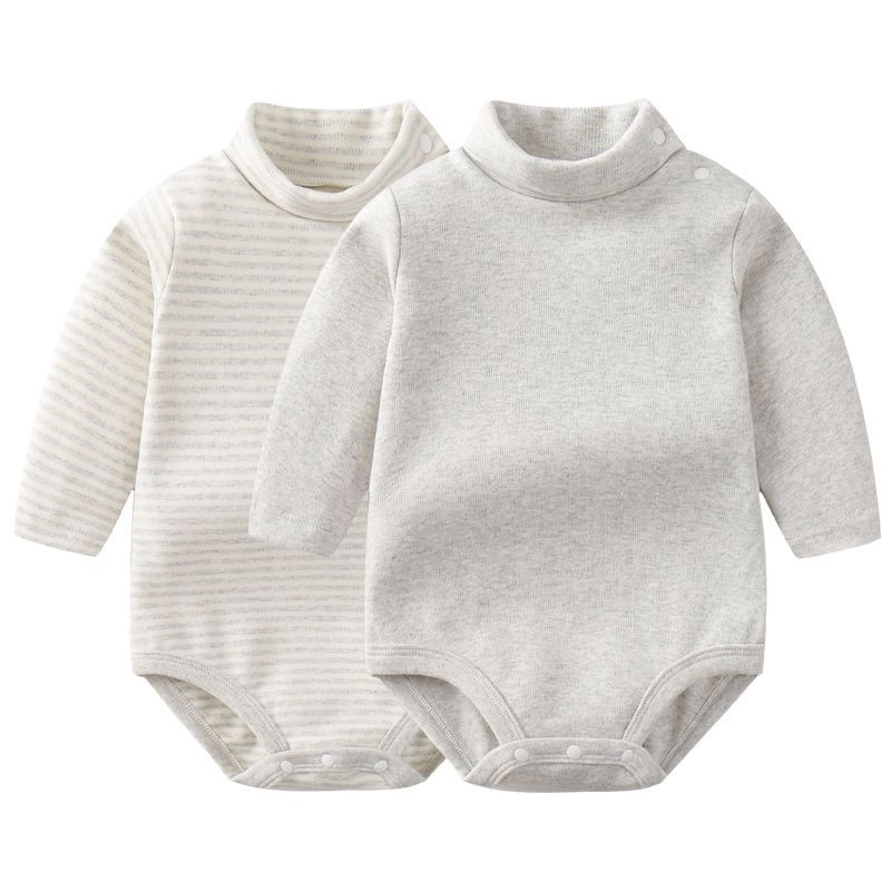 婴儿包屁衣秋冬高领三角哈衣保暖护肚加厚打底连体衣宝宝内衣