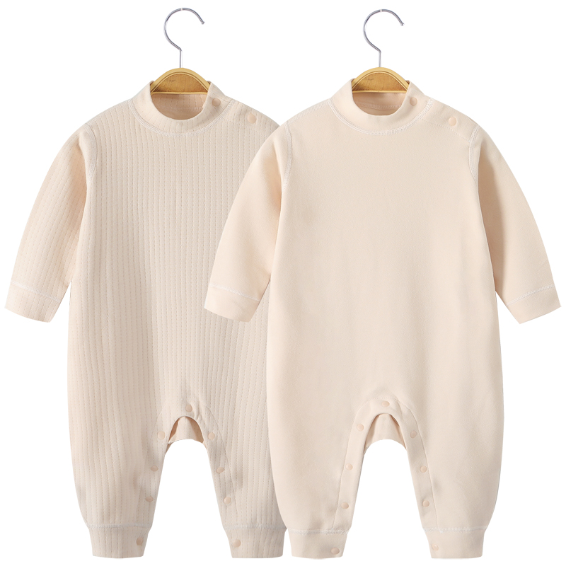 婴儿连体衣中高领秋冬纯棉加厚保暖内衣贴身打底衫宝宝哈睡衣爬服
