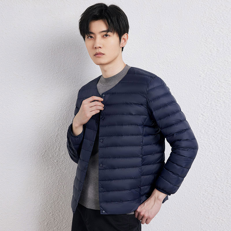 K-2333#新款轻薄羽绒服男款时尚保暖羽绒内胆圆领V领两穿保暖