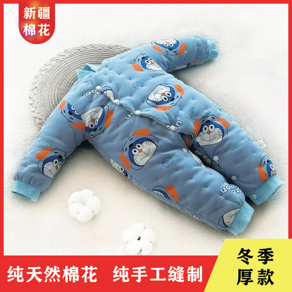 闭裆款纯棉花手工哈衣男宝女宝棉花棉袄棉裤套装婴幼儿儿童棉保暖