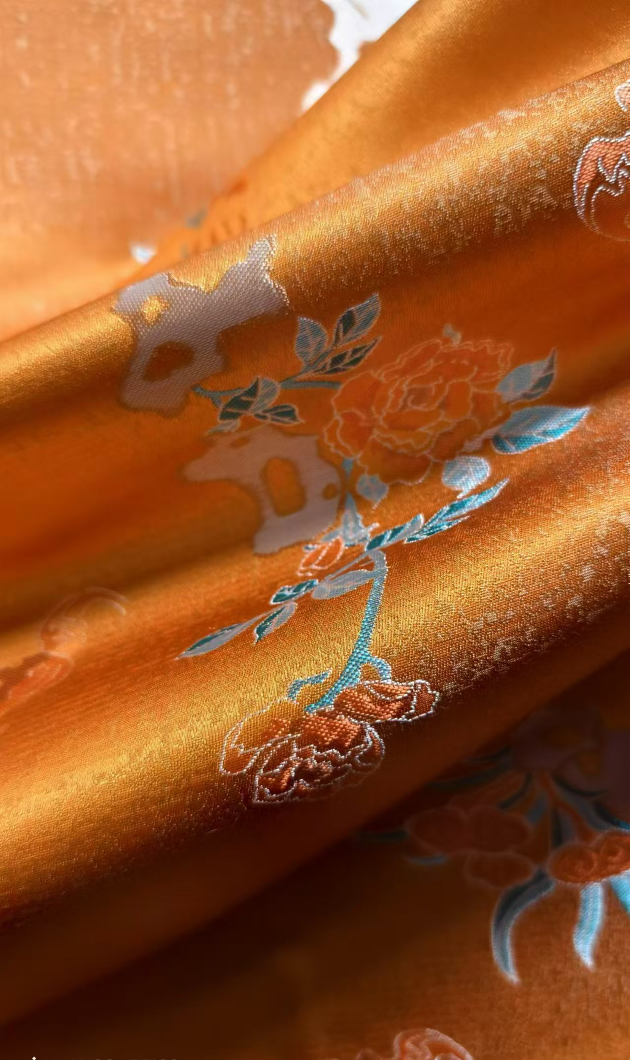 山石牡丹真丝宋锦140幅宽新中式外套马甲旗袍连衣裙面料