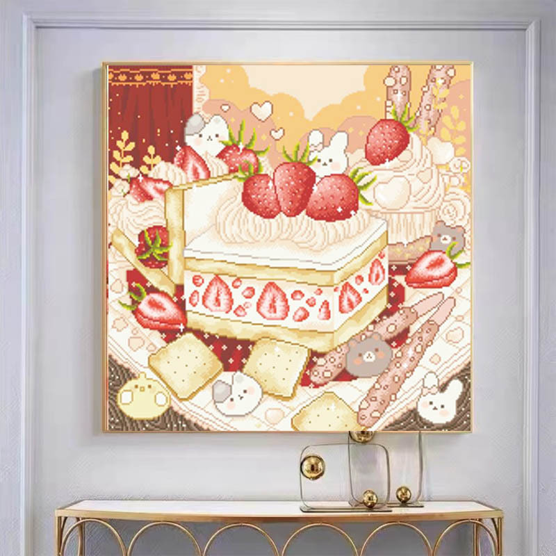 草莓蛋糕 十字绣蒙娜丽莎38色75×75【送工具包+绷带+线蜡】