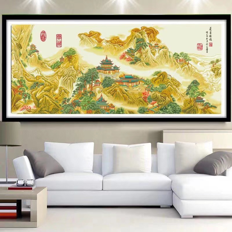 蓬莱仙境 蒙娜丽莎十字绣棉线65色240×90大格满绣无勾边