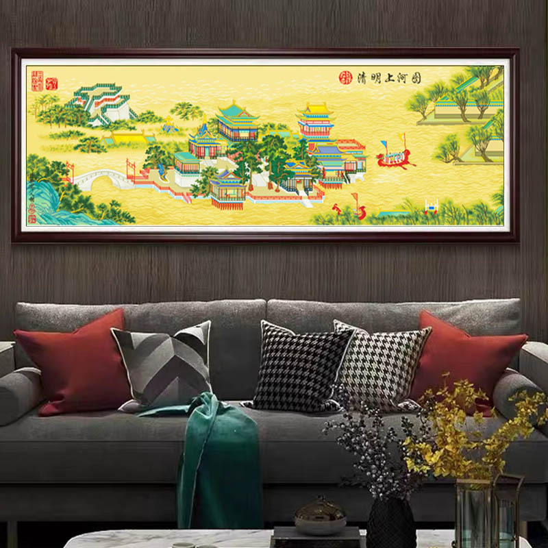 清明上河图仇英版金明池版蒙娜丽莎十字绣棉线69色大格满绣无勾边