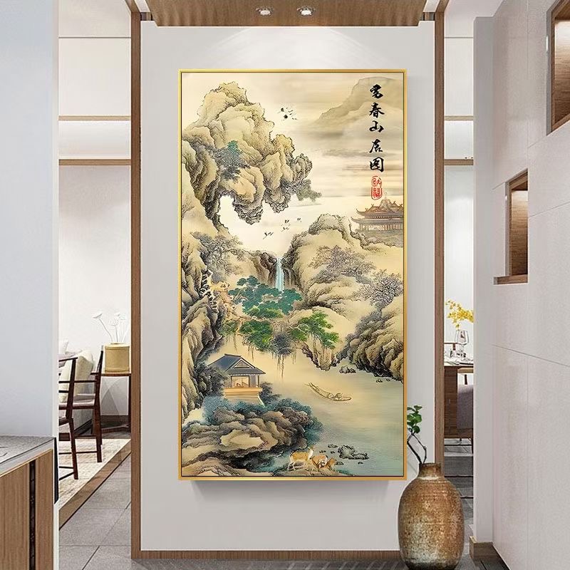 竖版富春山居图  十字绣蒙娜丽莎52色144*78【送工具包+绷带+线蜡