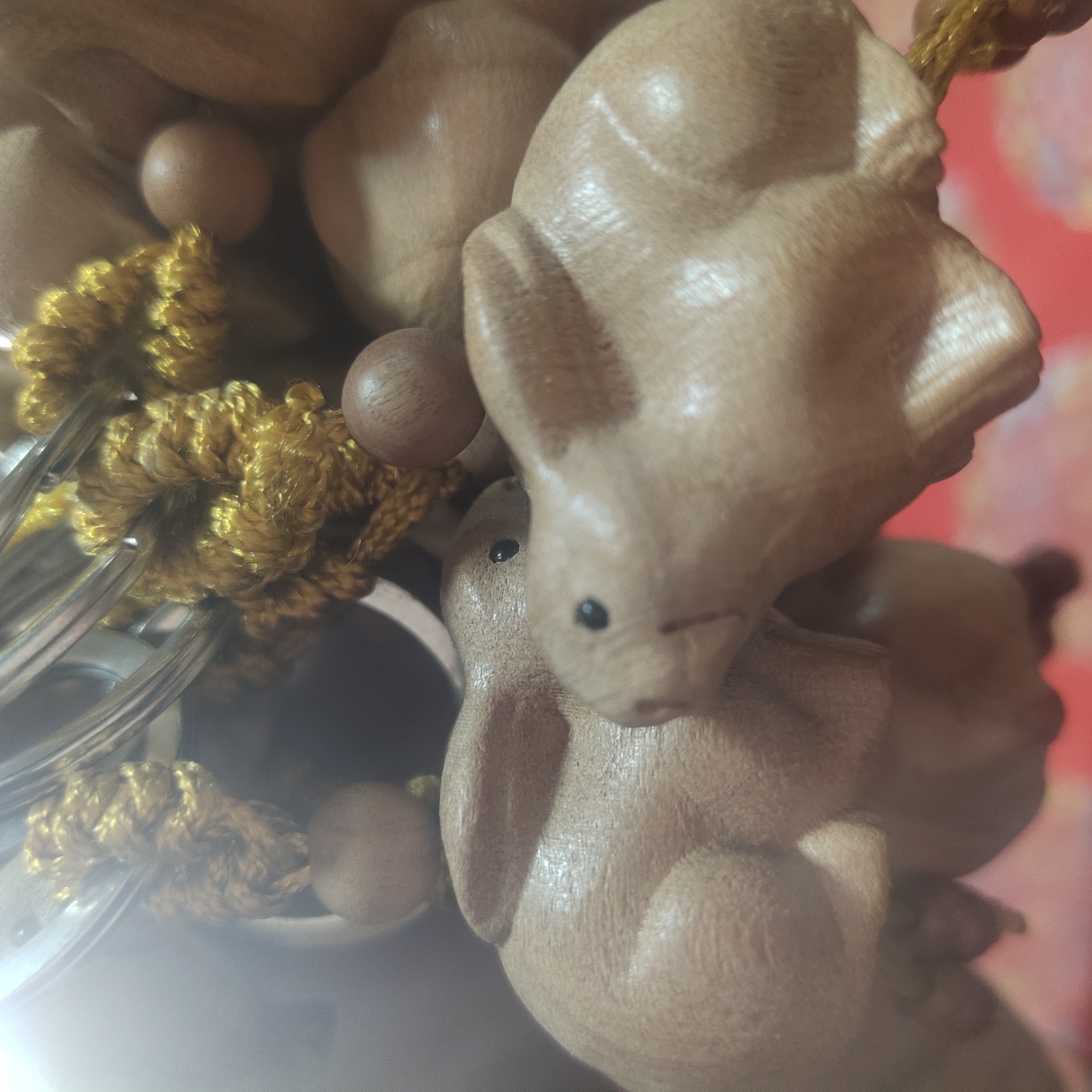 桃木免漆原色小玉兔钥匙扣