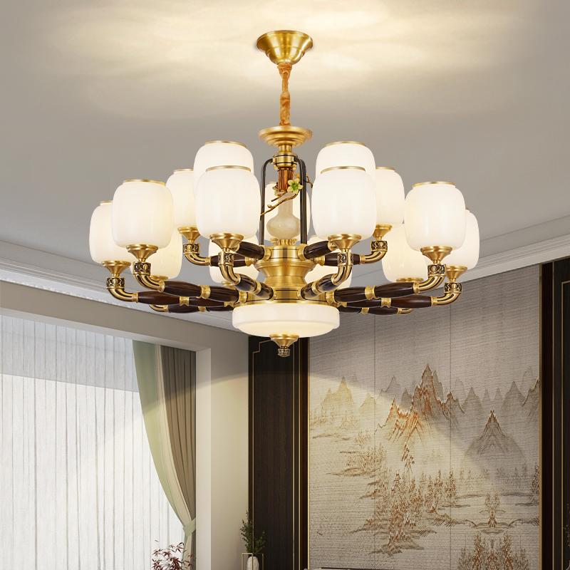 新中式国风家用禅意别墅大气客厅风扇一体餐厅卧室风扇一体吊灯