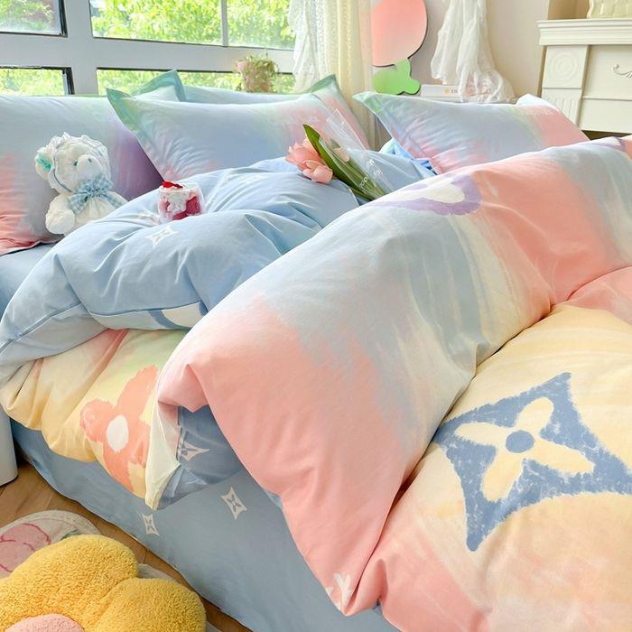 ins风简约斜纹公主风四件套小碎花被套床单宿舍三件套床上用品