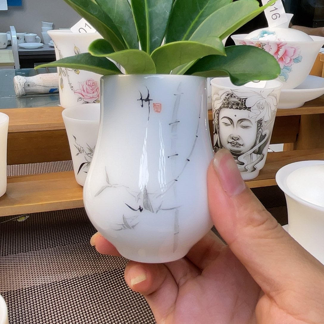 手绘冰种玉瓷节节高升