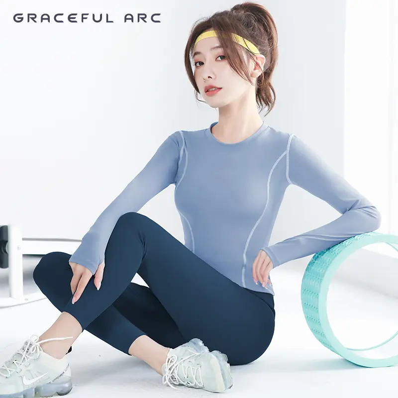 瑜伽服上衣运动上衣女长袖速干跑步健身瑜伽上衣瑜伽服女秋冬长袖