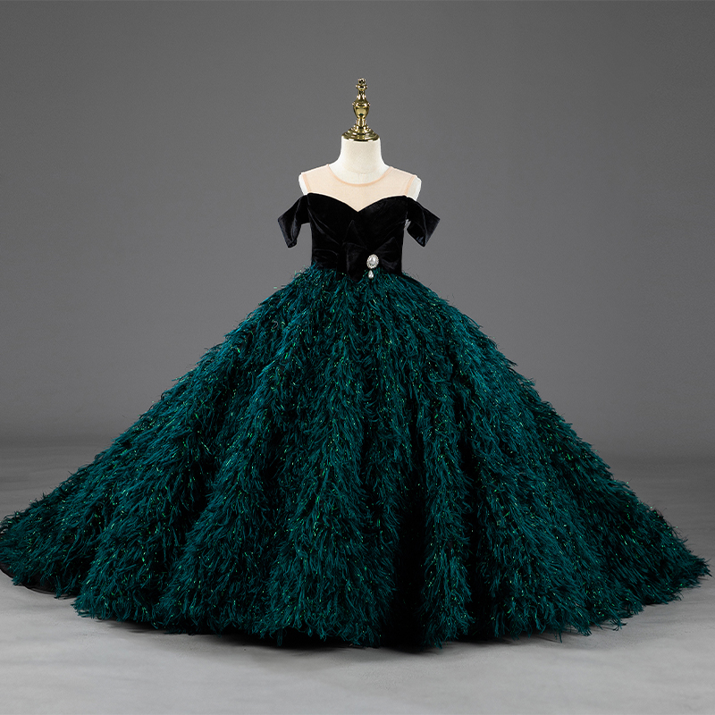 叶儿狐狸女童礼服洋气摄影楼模特走秀T台晚宴服钢琴小主持拖尾