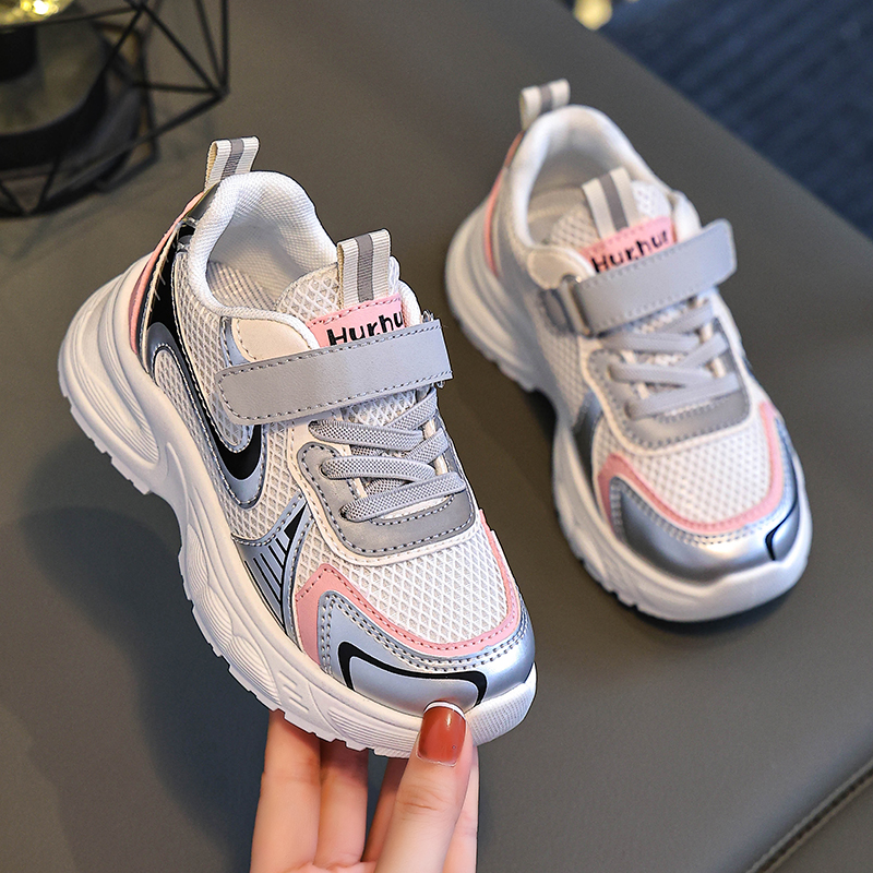 男童鞋子2025春秋新款透气儿童休闲中大童学生男孩小粘扣运动鞋潮