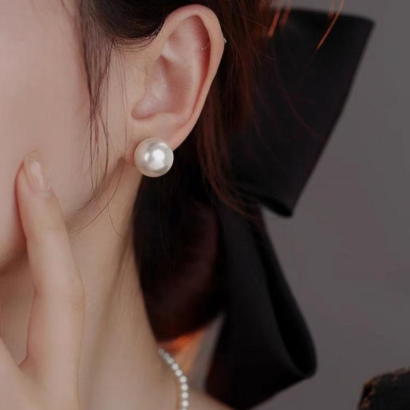 足银耳饰 s999足银白色珠珠耳钉百搭简约气质优雅精致ins网红轻奢