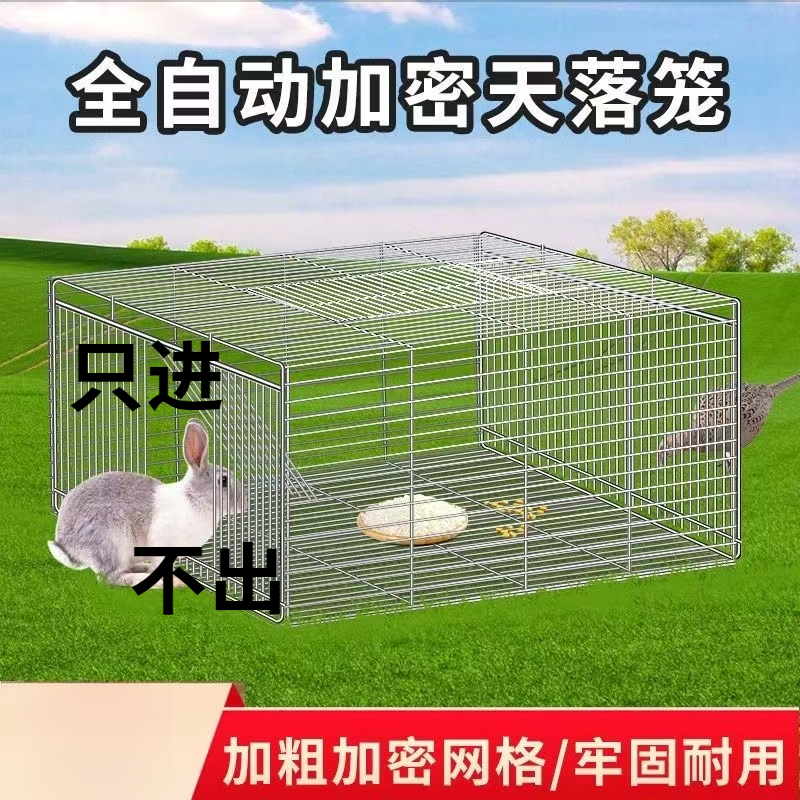 兔笼加密只进不出兔子笼天落笼撞门笼防锈全自动收鸡笼进鸽子神器