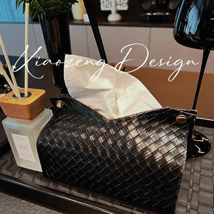 皮革纸巾盒客厅卫生间家用编织创意简约时尚轻奢纸巾袋抽纸盒车载