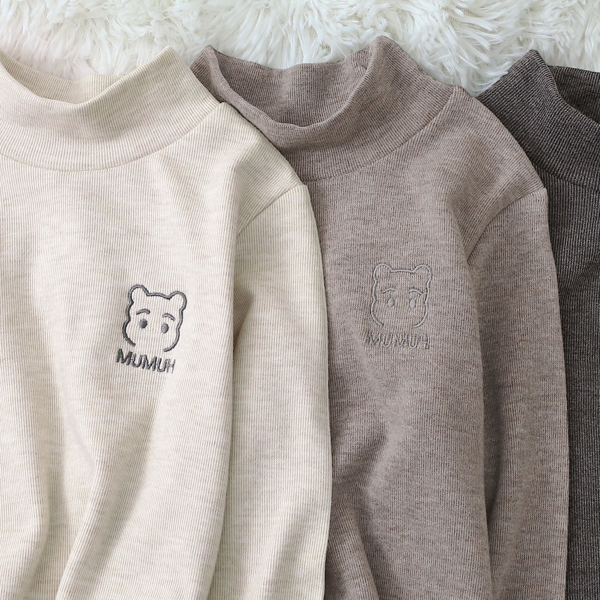 儿童加厚男童女童中领保暖内搭春秋上衣中小童宝宝T恤长袖打底衫