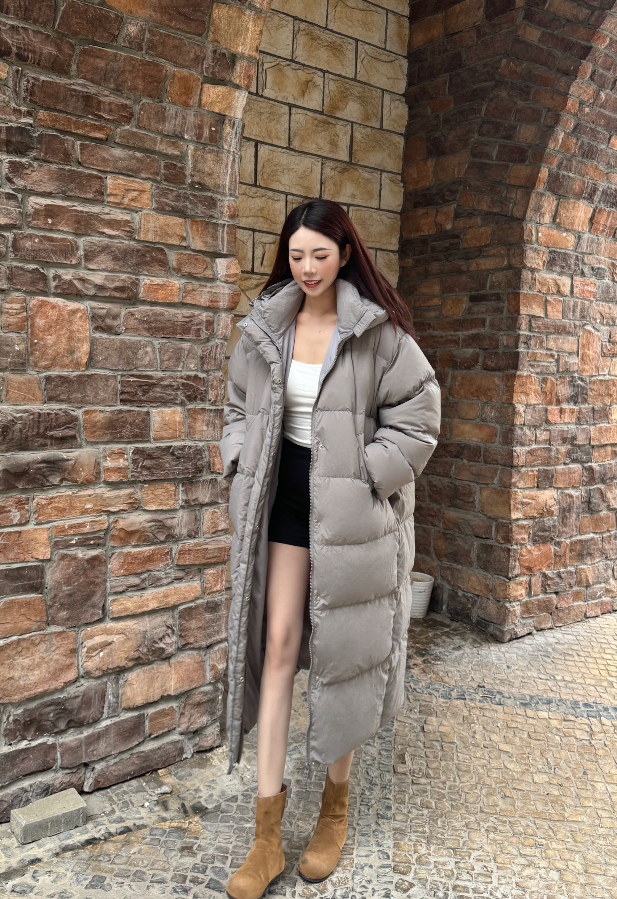 【清货】冬季韩版过膝时尚连帽宽松潮流女款户外休闲女士中长款保暖