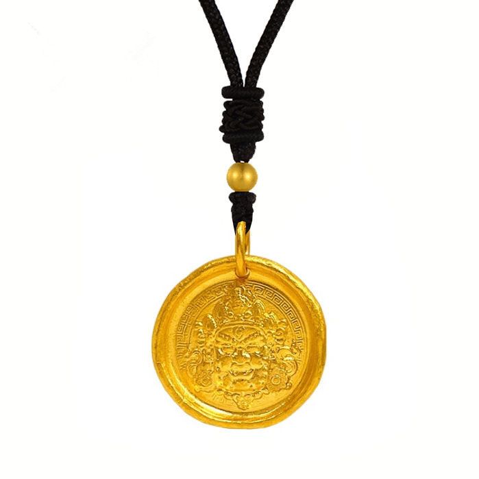 合金吊坠 （黄财神）实心磨砂手工雕刻吊坠