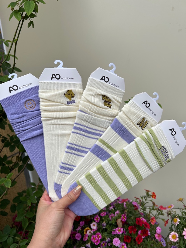 5个色系 随机发 可备注颜色 3双装潮袜夏季