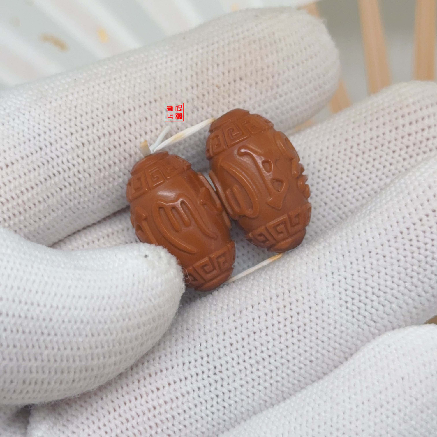 藏式六字真言橄榄核雕箴言单子手串顶珠腰珠搭配件文玩佛头挂件坠