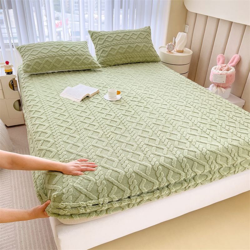 冬季塔芙绒床笠单件加绒加厚床罩榻榻米床笠保护套罩防滑床单罩床