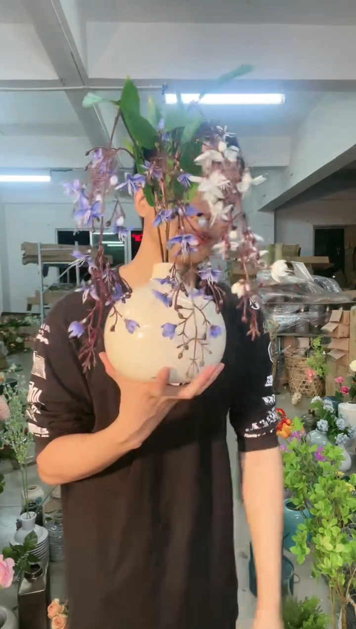 【闪购商品】2蓝1白垂丝茉莉+陶瓷花瓶