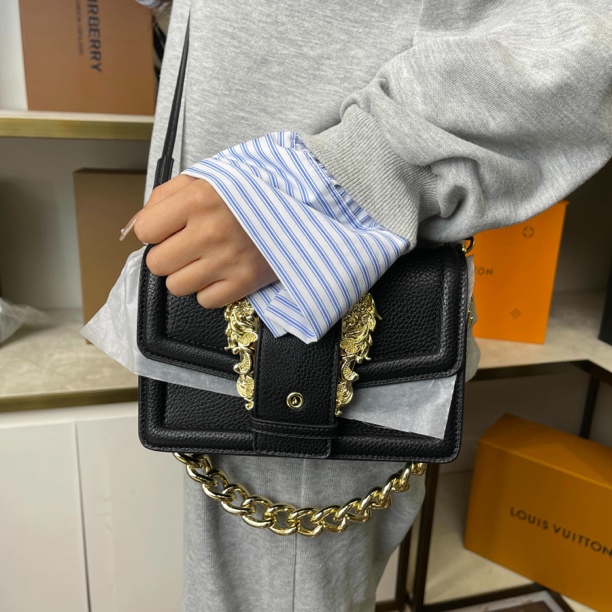 VJC巴洛克风格黑色相机包单肩斜挎时尚百搭