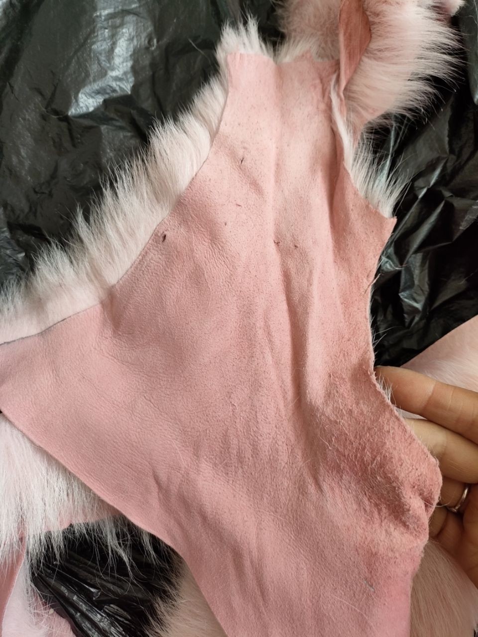 长毛托卡皮料边角料手工DIY毛毛块皮辅料芭莎皮一份一斤颜色随机