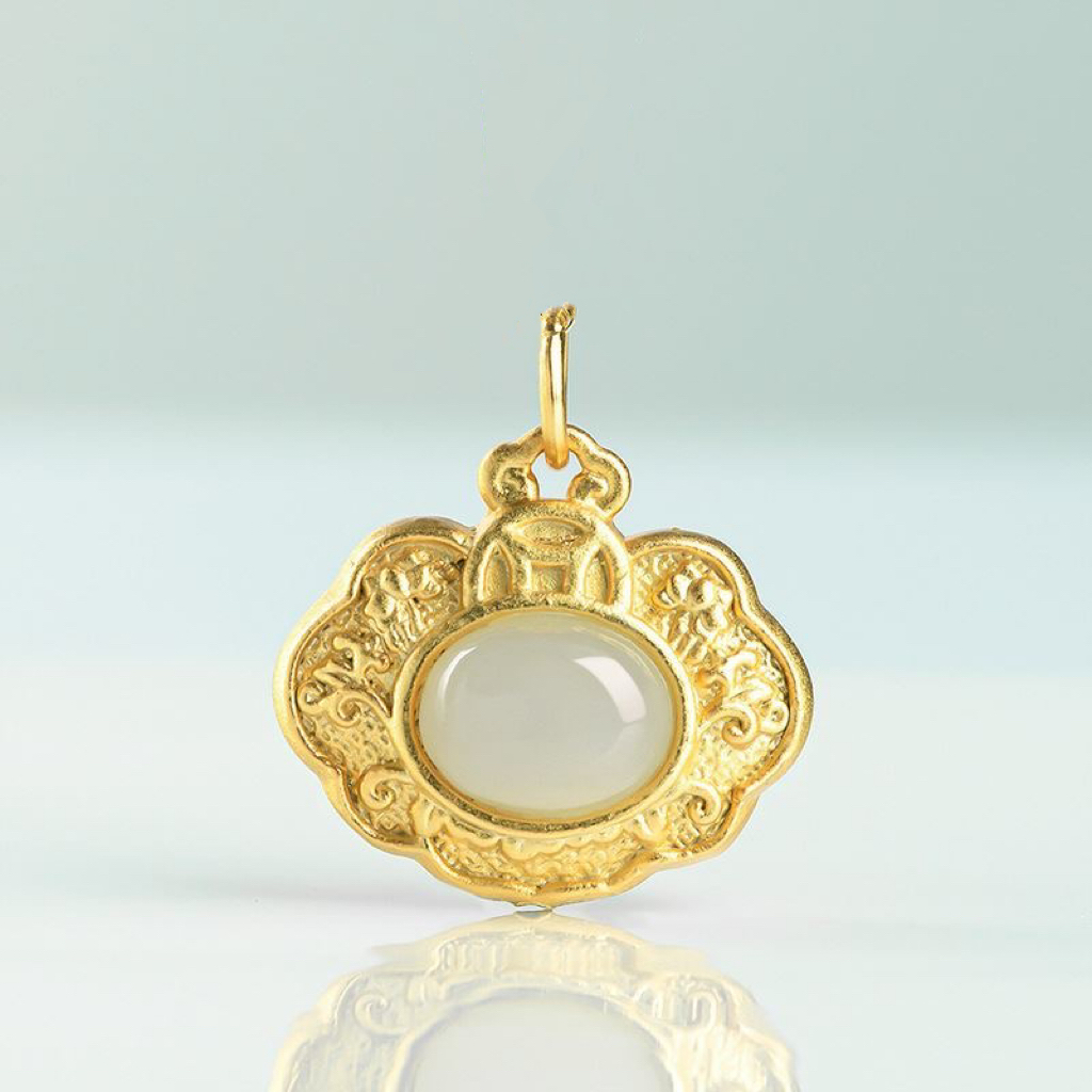 老/郑/Y100祥云锁吊坠（包邮+证书+礼盒）赠链