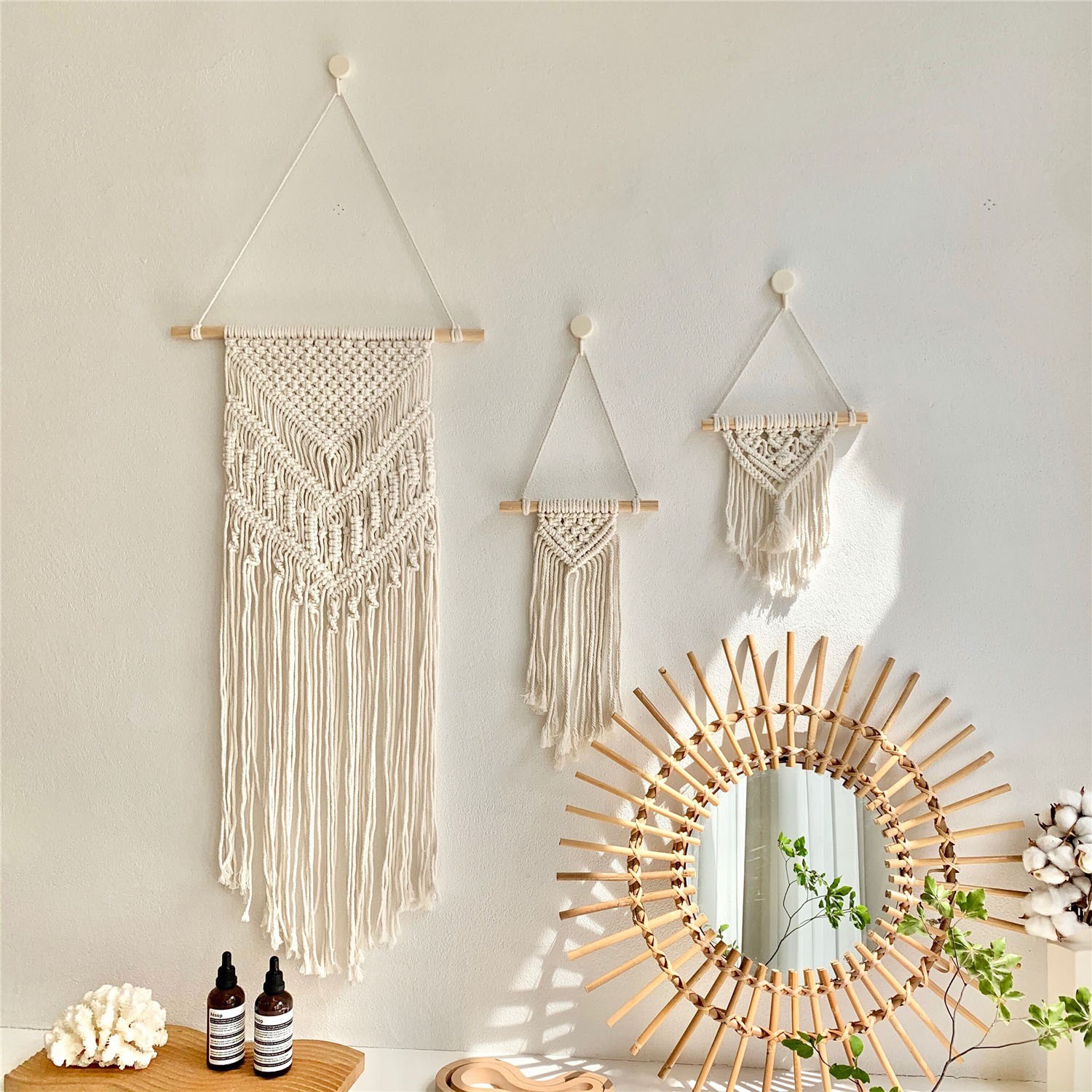 ins风藤编装饰镜 柳藤镜子手工编织民宿酒吧墙饰壁挂摄影拍照背景