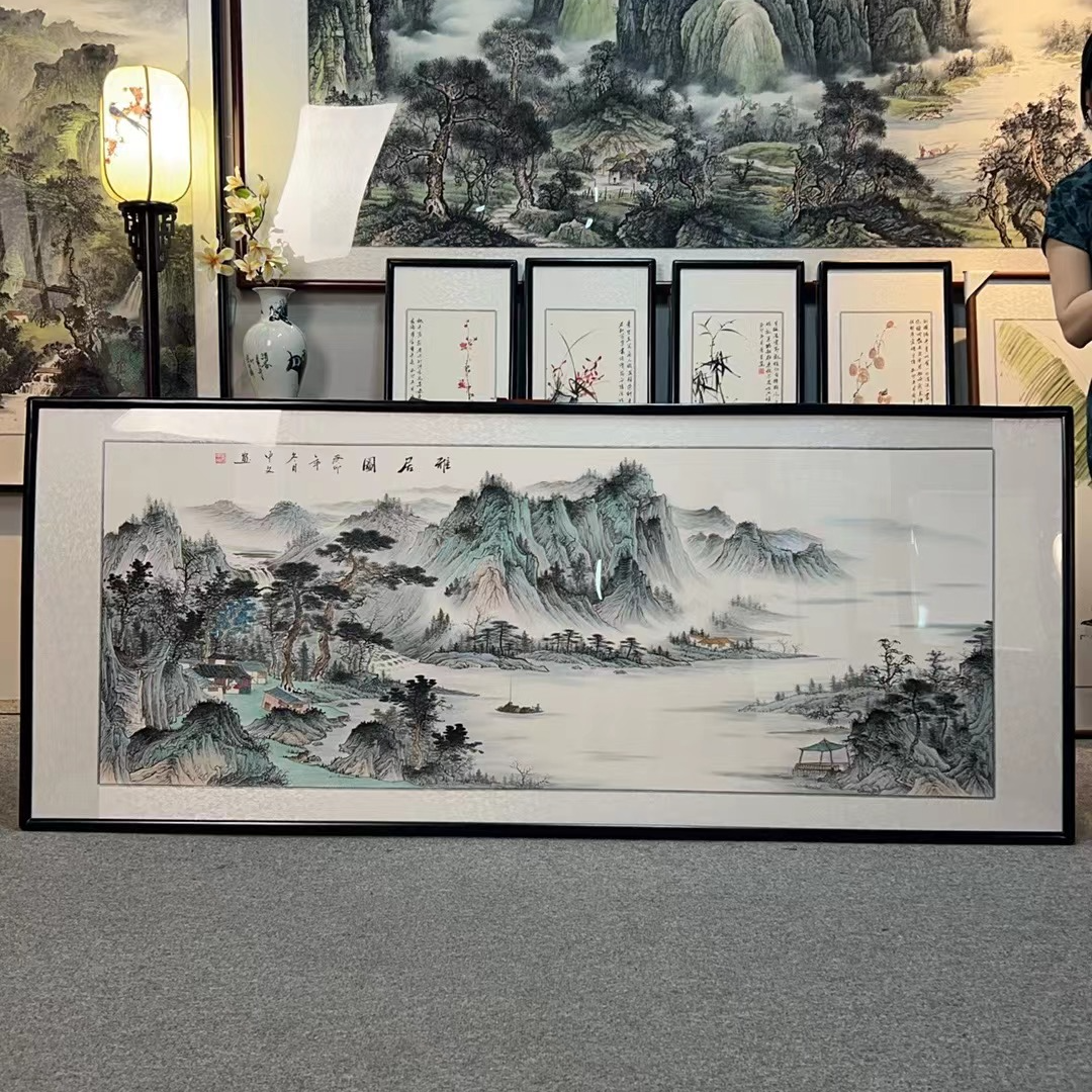纯手绘-雅居图（168*62）客厅背景墙装饰画