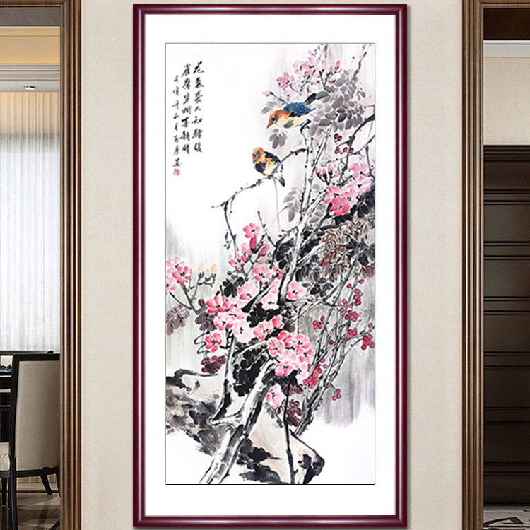 纯手绘-喜上枝头168*86（玄关）新中式国画挂画