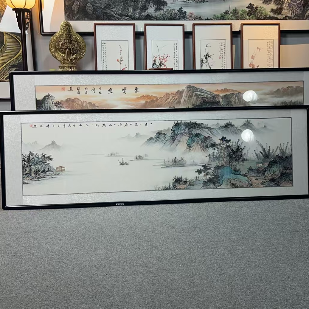 纯手绘-一蓑一笠一扁舟202*62新中式国画挂画装饰画