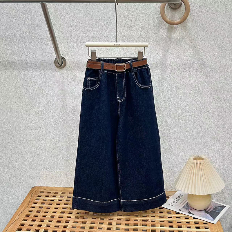女童牛仔裤春秋款2025新款中大童秋季直筒阔腿裤儿童裤子洋气长裤