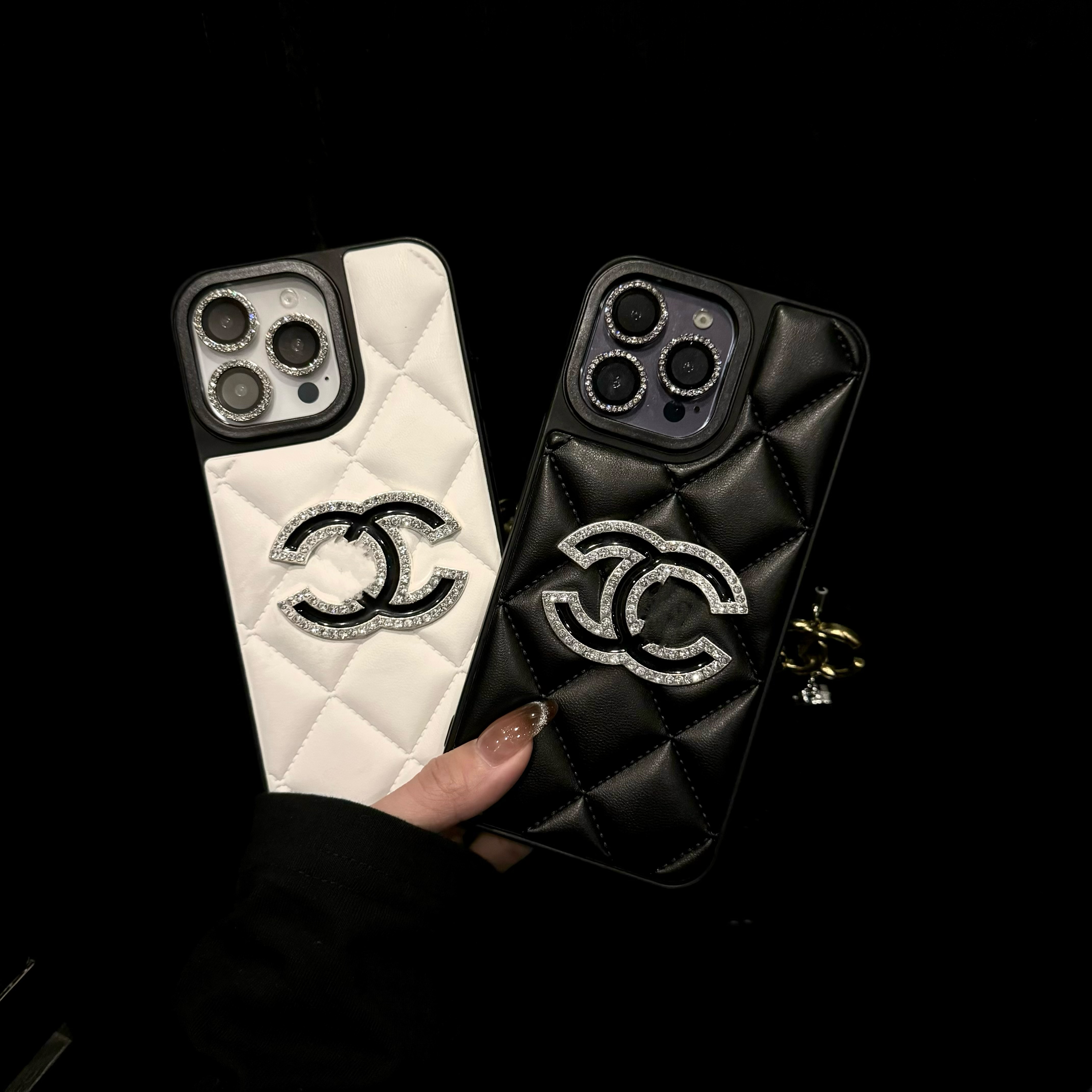 【苹果】简约菱格小香皮质iPhone15promax女13高级12手机壳14pro